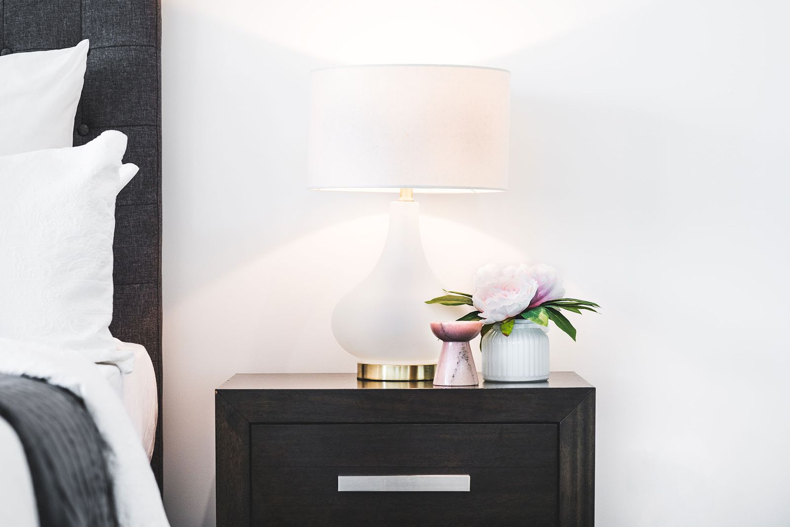 Bedroom detail styled by Piller Property Styling in Murrumbeena, Melbourne