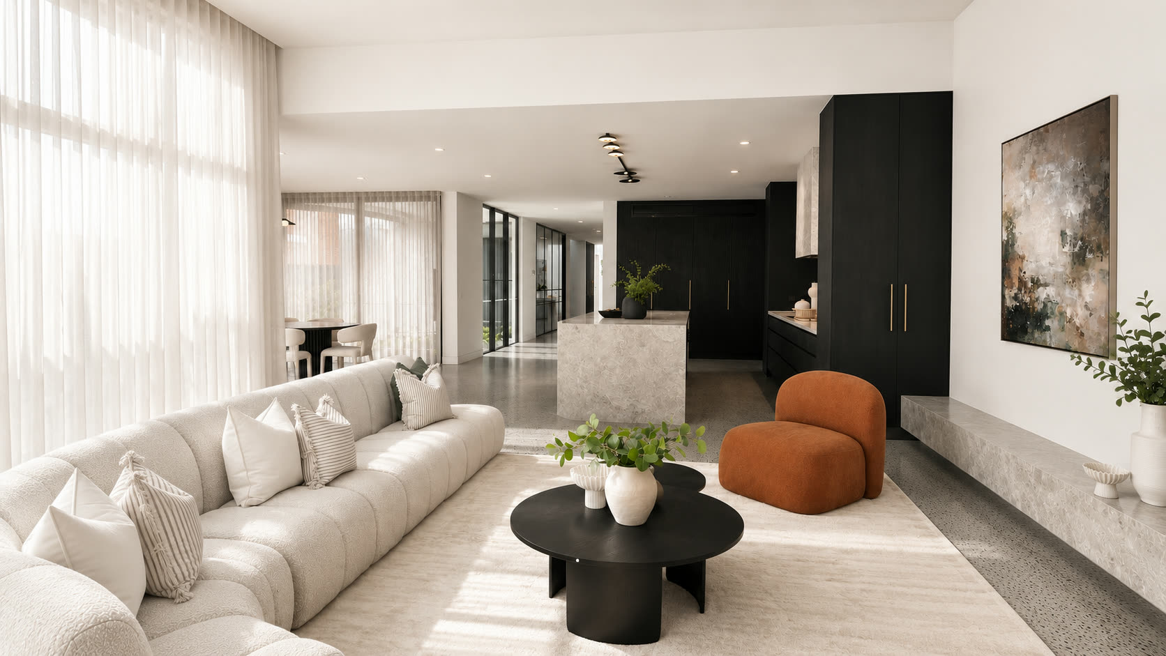 A Melbourne living room professionally styled by Piller Property Styling for sale